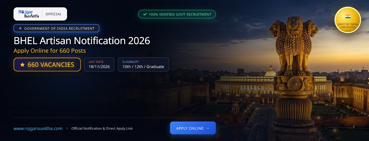 BHEL Artisan Notification 2026: Apply Online for 660 Posts