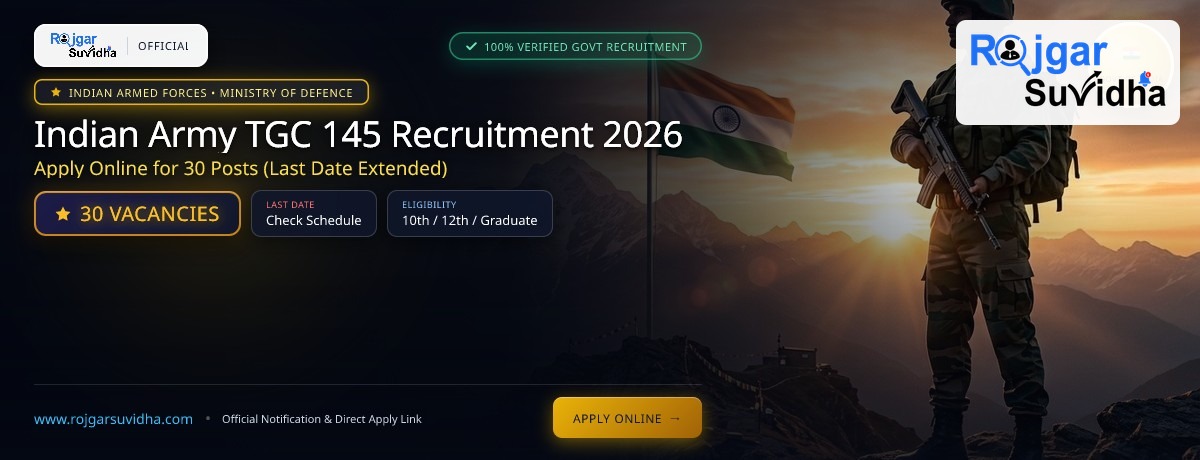 Indian Army TGC 145 Recruitment 2026: Apply Online for 30 Posts (Last Date Extended)