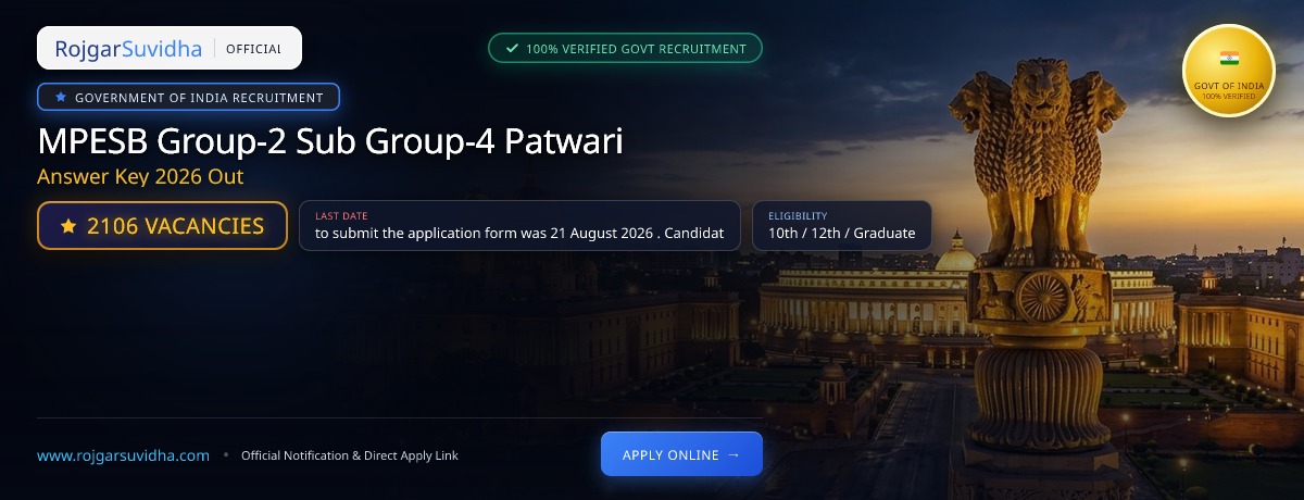 MPESB Group-2 Sub Group-4 Patwari Answer Key 2026 Out