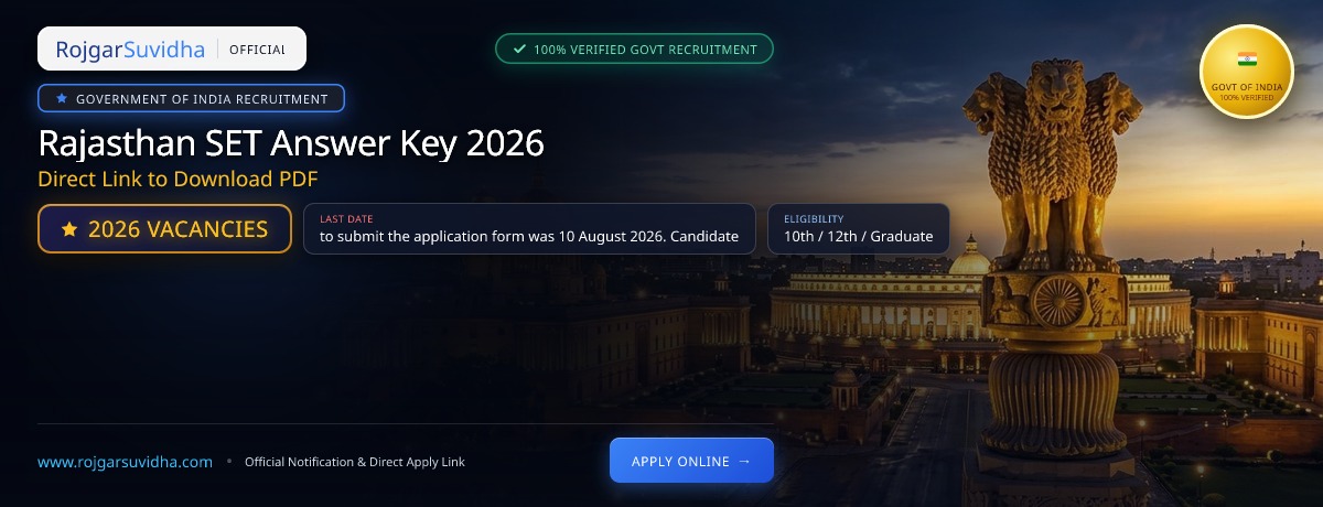Rajasthan SET Answer Key 2026: Direct Link to Download PDF
