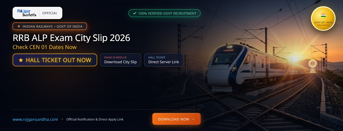 RRB ALP Exam City Slip 2026: Check CEN 01 Dates Now