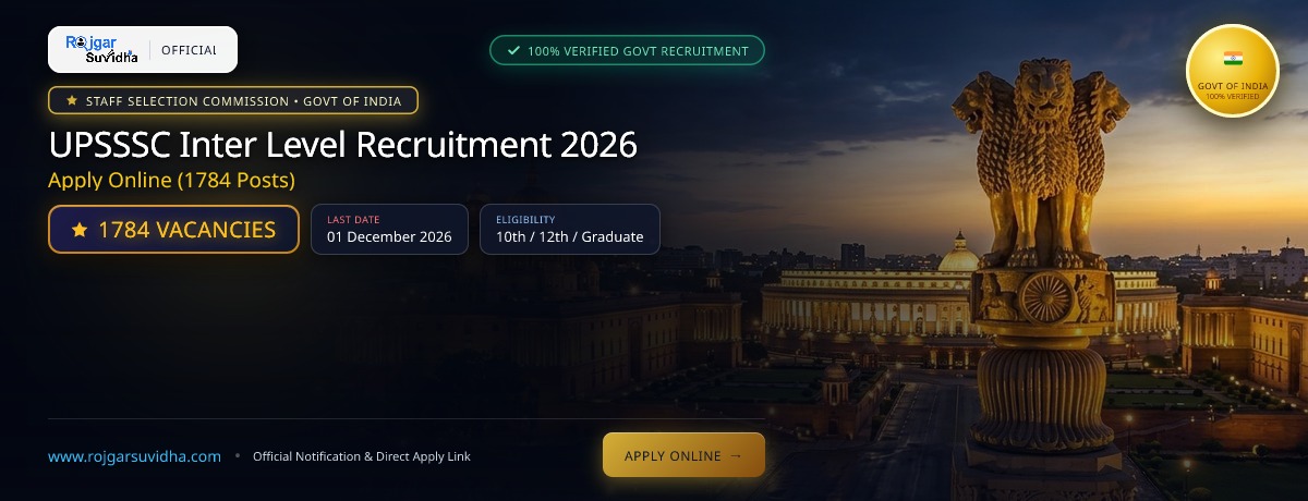UPSSSC Inter Level Recruitment 2026: Apply Online (1784 Posts)