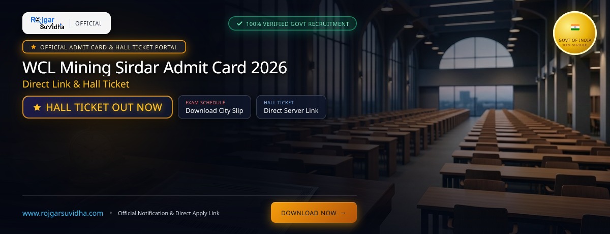 WCL Mining Sirdar Admit Card 2026: Direct Link & Hall Ticket